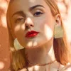 Fashnzfab Stone Paved Chunky Leaf Hoop Earrings In Gold
