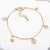 Fashnzfab Stone Paved Clover Heart Star Charm Station Bracelet Clear, Gold In Multi