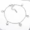 Fashnzfab Stone Paved Clover Heart Star Charm Station Bracelet Clear, Silver In Metallic