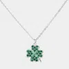 Fashnzfab Stone Paved Clover Pendant Necklace In Gold