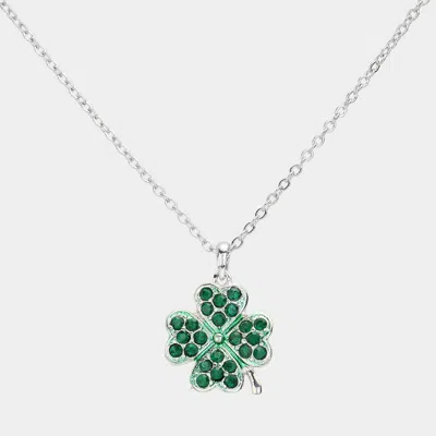Fashnzfab Stone Paved Clover Pendant Necklace In Gold