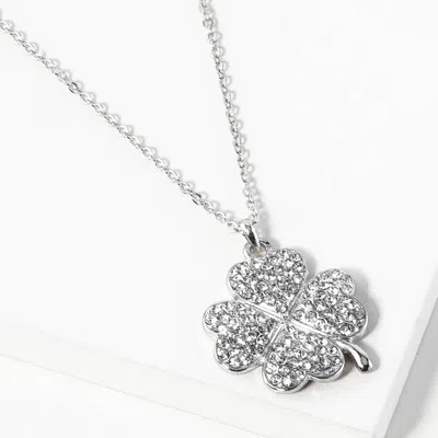 Fashnzfab Stone Paved Clover Pendant Necklace In Multi