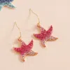 Fashnzfab Stone Paved Colored Metal Starfish Dangle Earrings In Multi