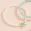 Fashnzfab Stone Paved Colored Metal Starfish Faceted Beaded Stretch Bracelet Multi, Silver In Multi