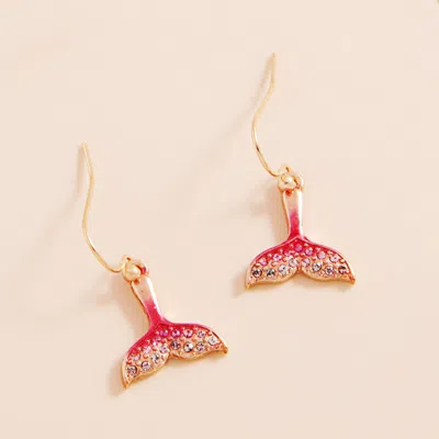 Fashnzfab Stone Paved Colored Metal Whale Tale Dangle Earrings In Multi