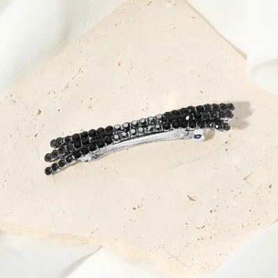 Fashnzfab Stone Paved Criss Cross Bar Barrette In Black
