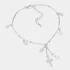 Fashnzfab Stone Paved Cross Stone Bezel Charm Dangle Bracelet Clear, Rhodium In Silver