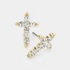 Fashnzfab Stone Paved Cross Stud Earrings In Gold