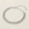 Fashnzfab Stone Paved Cuban Chain Bracelet Clear, Rhodium In Multi