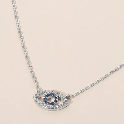 Fashnzfab Stone Paved Evil Eye Pendant Necklace In Metallic
