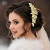 Fashnzfab Stone Paved Flower Leaf Cluster Vine Wrap Headpiece In Gold