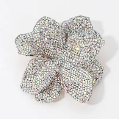 Fashnzfab Stone Paved Flower Pin Brooch Alligator Snap Hair Clip In Multi