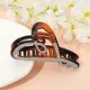 Fashnzfab Stone Paved Heart Frame Hair Claw Clip In Brown