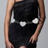 Fashnzfab Stone Paved Heart Link Concho Chain Belt In Metallic