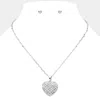 Fashnzfab Stone Paved Heart Pendant Necklace In Metallic