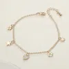 Fashnzfab Stone Paved Heart Star Clover Charm Station Bracelet Clear, Gold In Gold