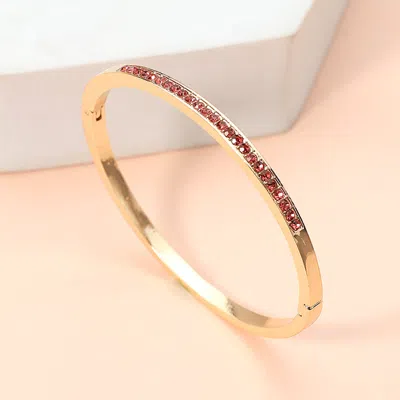 Fashnzfab Stone Paved Hinged Bangle Bracelet Gold, Pink In Multi