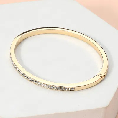 Fashnzfab Stone Paved Hinged Bangle Bracelet In Multi