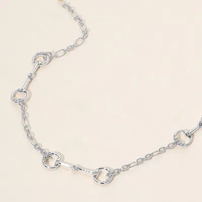 Fashnzfab Stone Paved Horsebit Link Necklace In Metallic