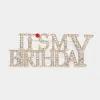 Fashnzfab Stone Paved Its My Birthday Message Pin Brooch In Multi