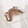 Fashnzfab Stone Paved Lizard Pin Brooch In Gold