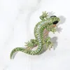 Fashnzfab Stone Paved Lizard Pin Brooch In Green