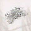 Fashnzfab Stone Paved Lizard Pin Brooch In Metallic
