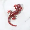 Fashnzfab Stone Paved Lizard Pin Brooch In Pink
