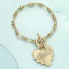 Fashnzfab Stone Paved Love Message Accented Textured Heart Charm Industrial Chain Toggle Bracelet Clear, Worn  In Multi