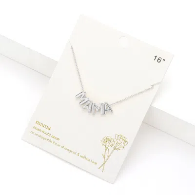 Fashnzfab Stone Paved Mama Message Pendant Necklace In Metallic