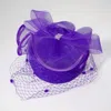 Fashnzfab Stone Paved Mesh Bow Pointed Fascinator / Dressy Hat In Purple