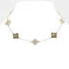 Fashnzfab Stone Paved Natural Stone Quatrefoil Station Necklace In Gold