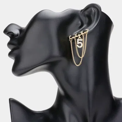 Fashnzfab Stone Paved Number Five Chain Embellished Earrings In Multi