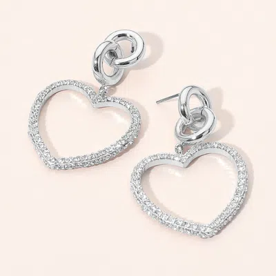 Fashnzfab Stone Paved Open Heart Drop Dangle Earrings In Multi