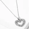 Fashnzfab Stone Paved Open Heart Pendant Necklace - Rhodium In Metallic
