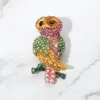 Fashnzfab Stone Paved Owl Pin Brooch In Multi