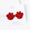 Fashnzfab Stone Paved Paw Stud Earrings In Multi