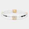 Fashnzfab Stone Paved Pointed Hammered Metal Stretch Bracelet Clear, Two Tone In Multi