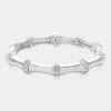 Fashnzfab Stone Paved Pointed Metal Bamboo Stretch Bracelet Clear, Rhodium In Multi