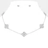 Fashnzfab Stone Paved Quatrefoil Station Necklace In Metallic