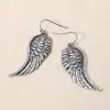 Fashnzfab Stone Paved Rim Antique Metal Angel Wing Dangle Earrings - Silver Burnished In Multi