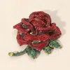 Fashnzfab Stone Paved Rose Pin Brooch In Red