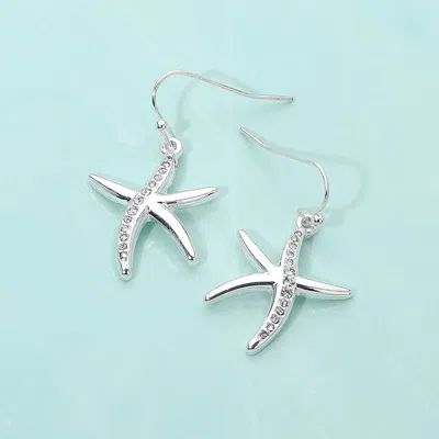 Fashnzfab Stone Paved Starfish Dangle Earrings In Multi
