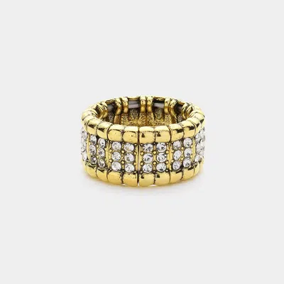 Fashnzfab Stone Paved Stretch Ring - Gold