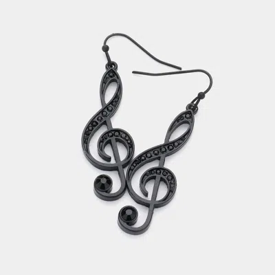 Fashnzfab Stone Paved Treble Clef Dangle Earrings In Metallic