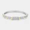 Fashnzfab Stone Paved Two Tone Bar Bangle Bracelet Two Tone In Multi