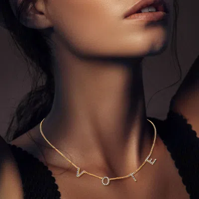 Fashnzfab Stone Paved Vote Initial Message Station Necklace In Gold