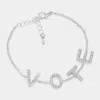 Fashnzfab Stone Paved Vote Message Bracelet Rhodium In Multi
