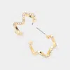 Fashnzfab Stone Paved Wavy Metal Hoop Earrings - Gold In Gold