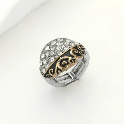 Fashnzfab Stone Paved Western Dome Stretch Ring 0.7" H In Multi